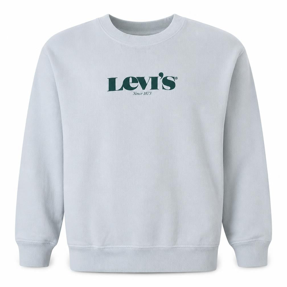 Front view of Levi's Men's White Logo Crew Neck Sweatshirt, size M