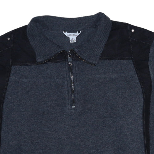 Calvin Klein Mens Grey Collared 1/2 Zip Knit Sweatshirt Size M