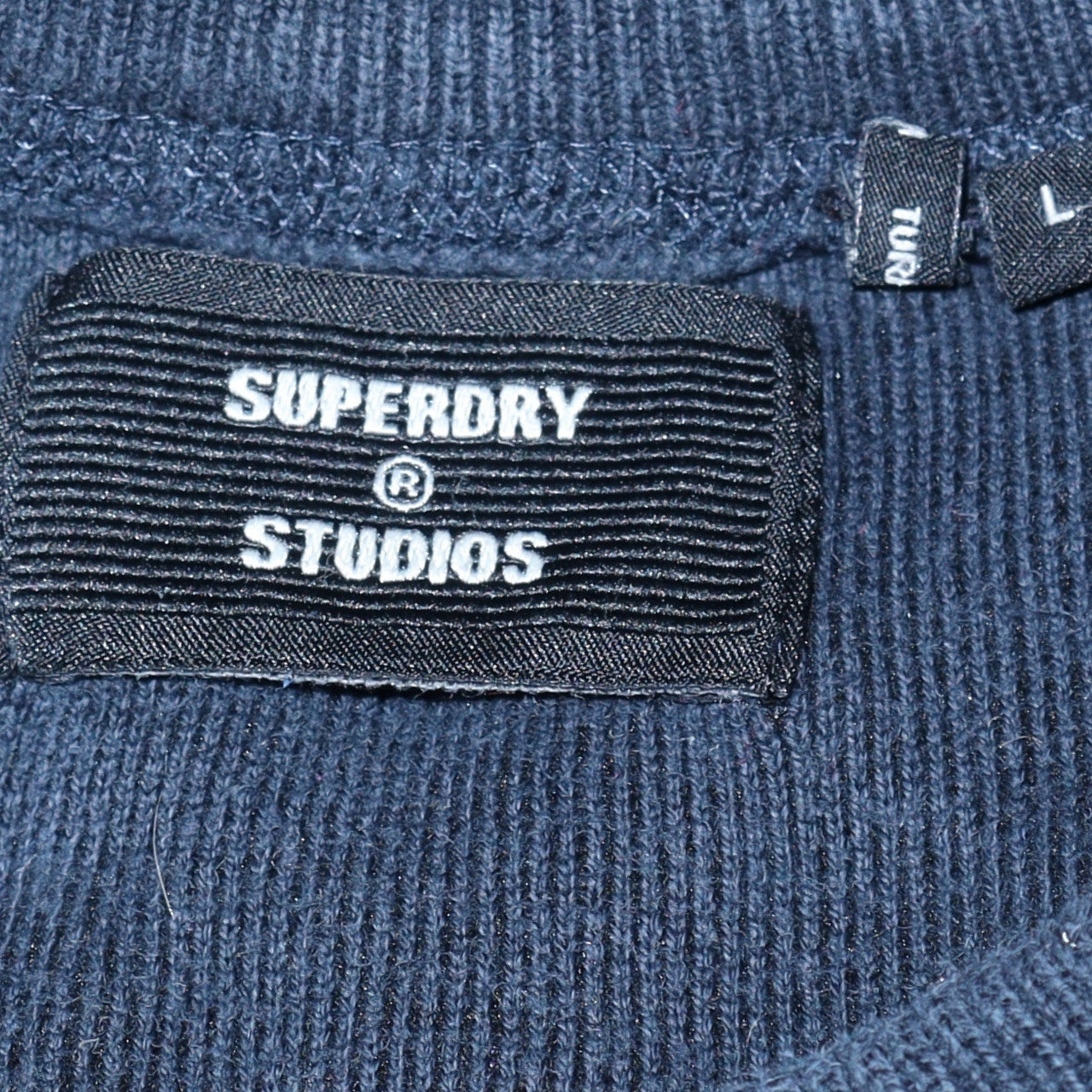 Superdry Men's Blue Cotton Crew Neck Pullover Sweatshirt Size L