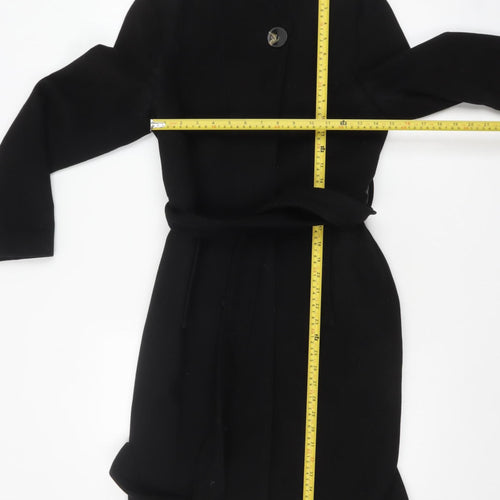 Marks and Spencer Women's Black Belted Long Overcoat Size 8