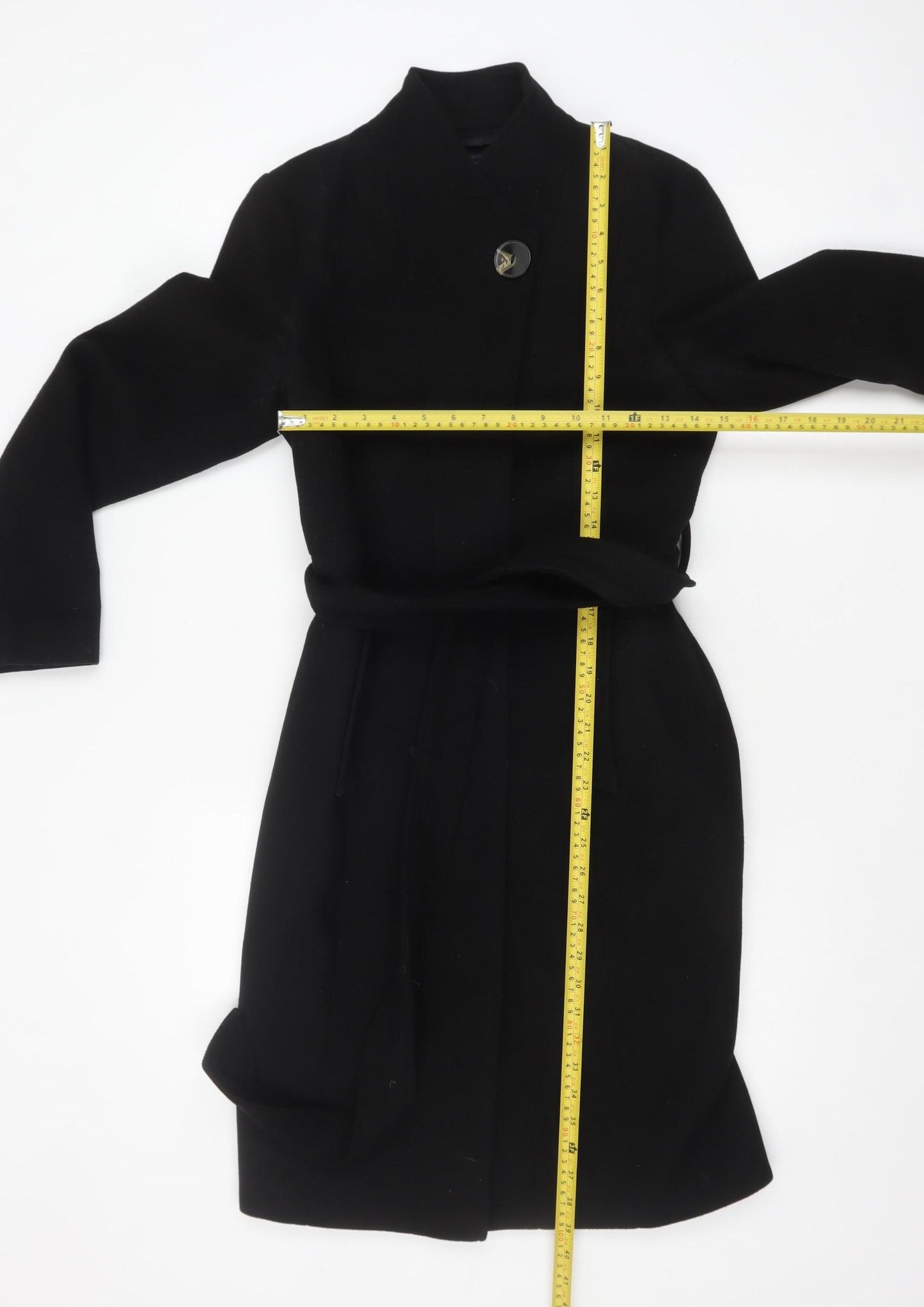 Marks and Spencer Women's Black Belted Long Overcoat Size 8