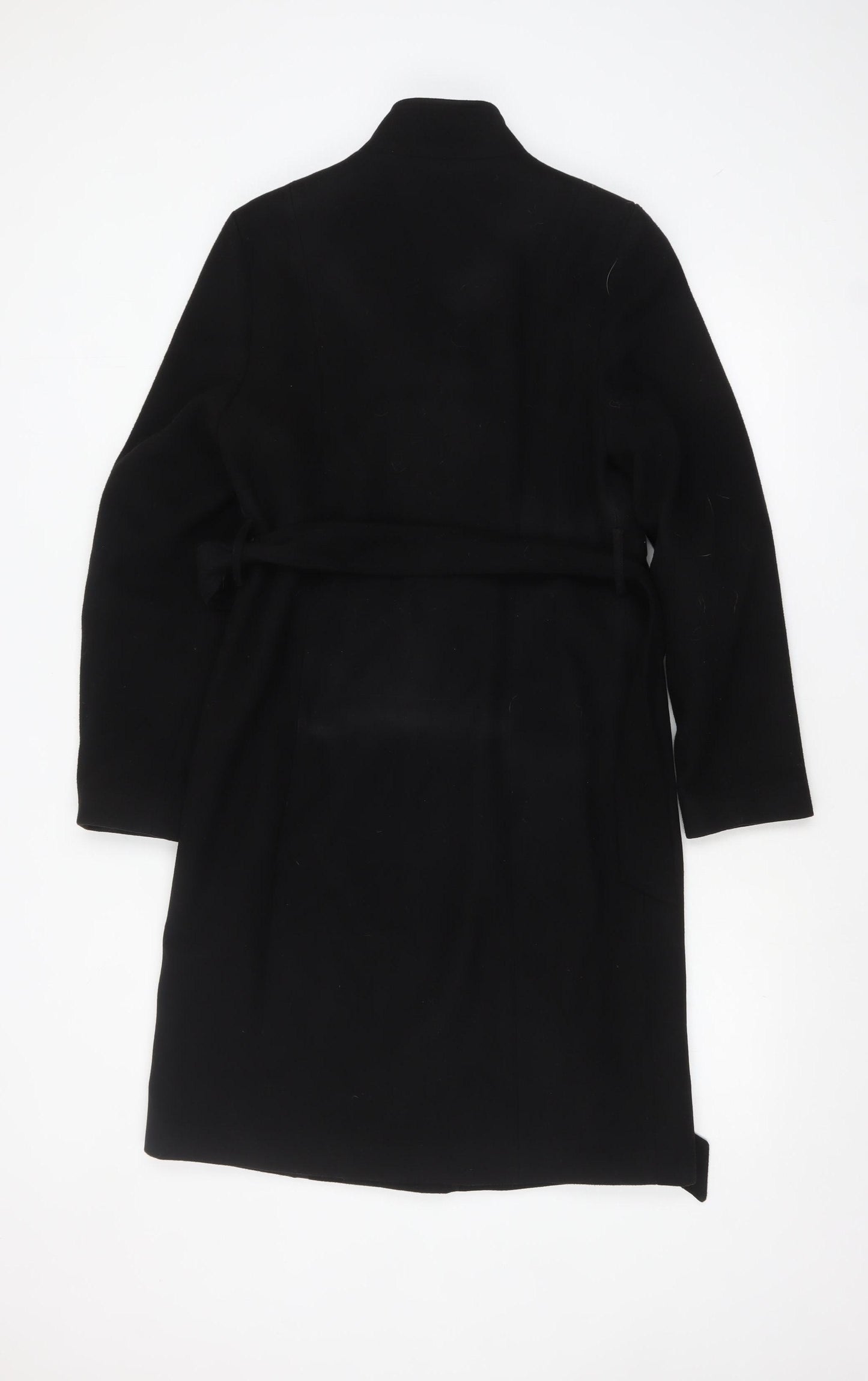 Marks and Spencer Women's Black Belted Long Overcoat Size 8