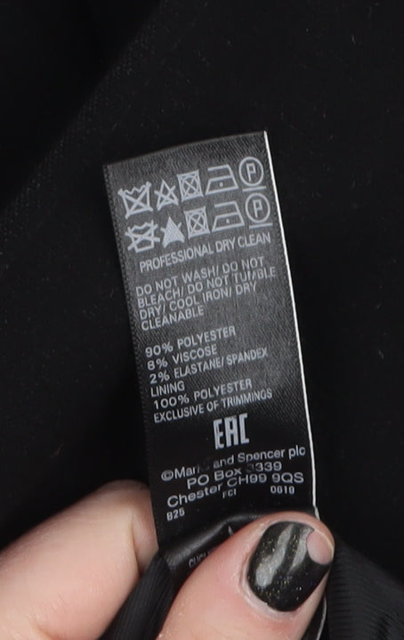 Marks and Spencer Women's Black Belted Long Overcoat Size 8