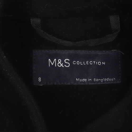 Marks and Spencer Women's Black Belted Long Overcoat Size 8