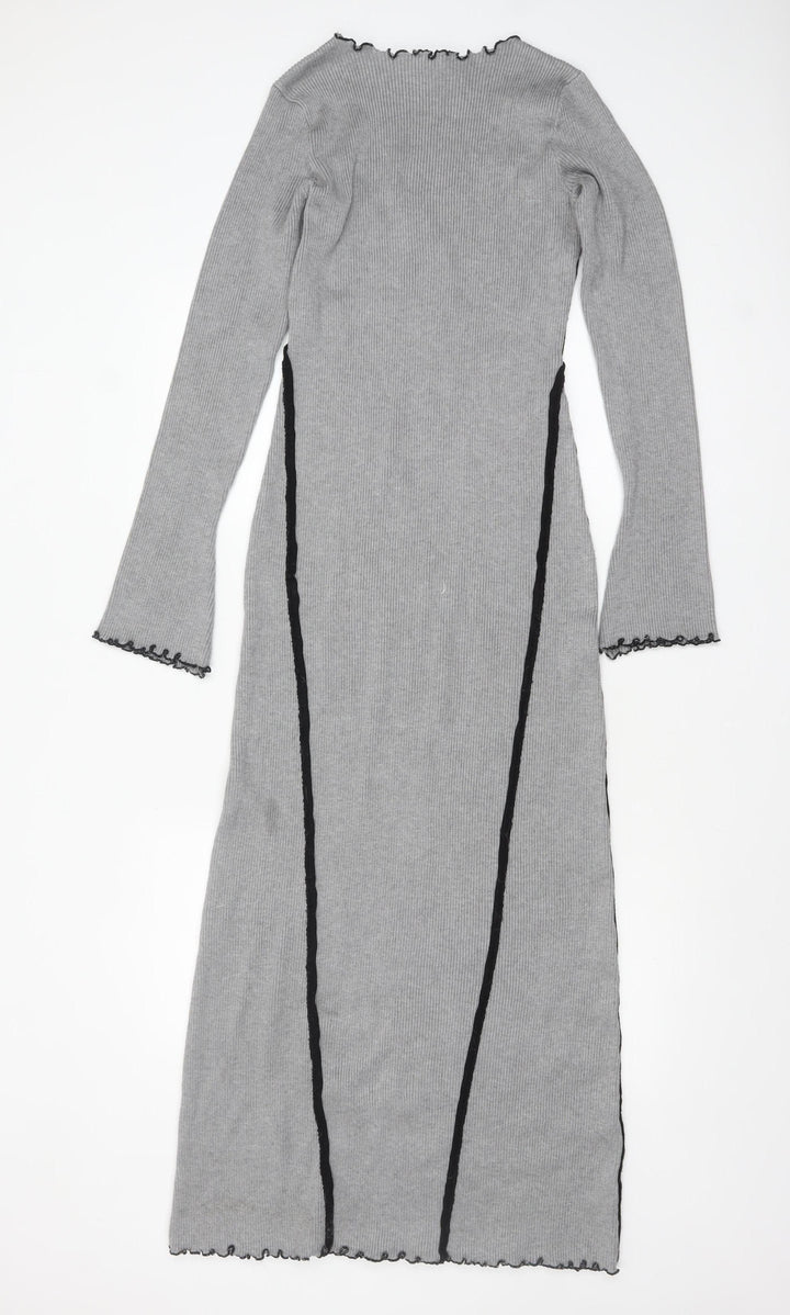 Warehouse Women’s Grey Knit Bodycon Midi Dress Size S