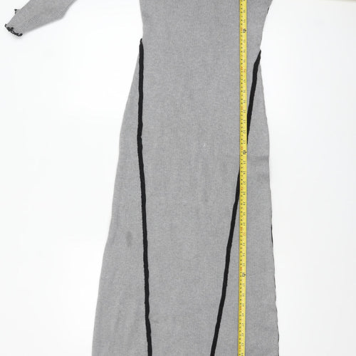 Warehouse Women’s Grey Knit Bodycon Midi Dress Size S