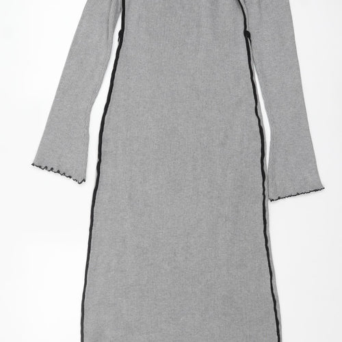 Warehouse Women’s Grey Knit Bodycon Midi Dress Size S
