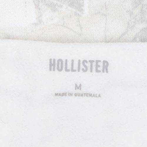 Hollister Women's Beige Cropped Long Sleeve Boat Neck Top M