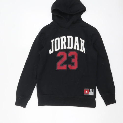 Jordan Boys Black 12-13 Years Pullover Hoodie with Logo Front