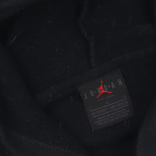 Jordan Boys Black 12-13 Years Pullover Hoodie with Logo Front