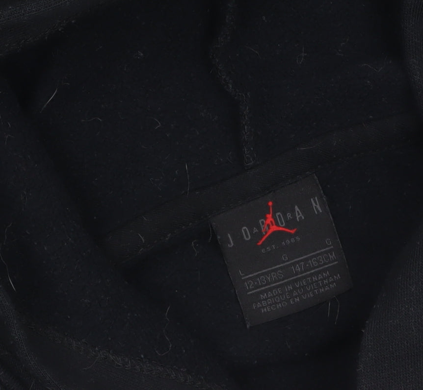 Jordan Boys Black 12-13 Years Pullover Hoodie with Logo Front