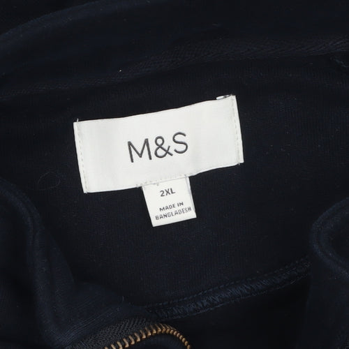 Marks and Spencer Mens Black 2XL Quarter Zip Fleece Sweatshirt