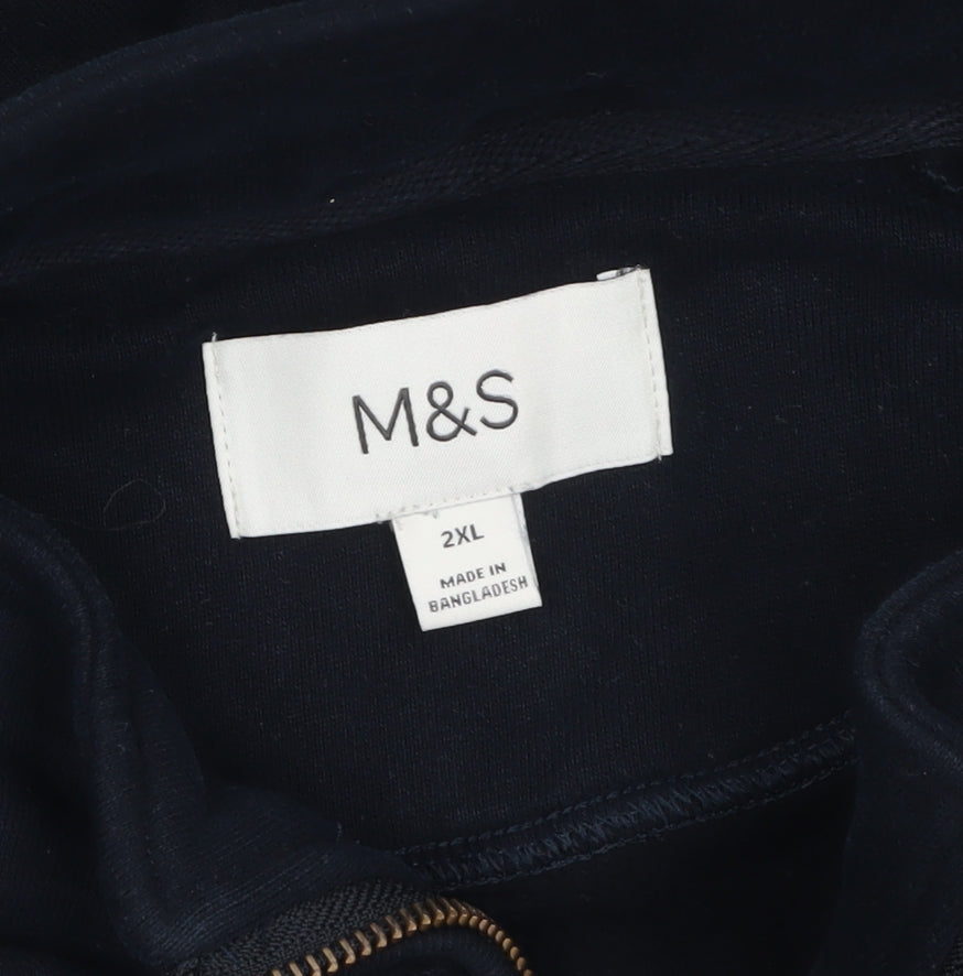 Marks and Spencer Mens Black 2XL Quarter Zip Fleece Sweatshirt