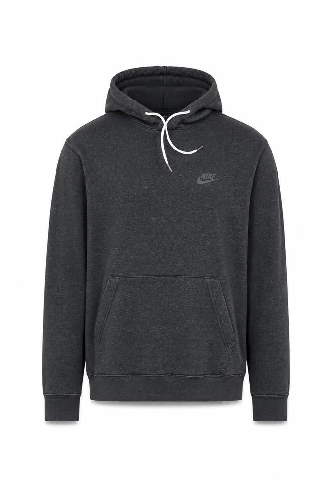 Front view of Nike Men's Black Pullover Hoodie, size S, Fleece Cotton Blend