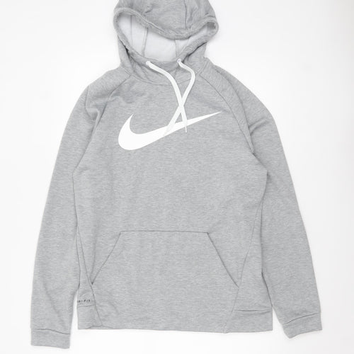 Nike Men's Grey Dri-FIT Pullover Hoodie M Sportswear