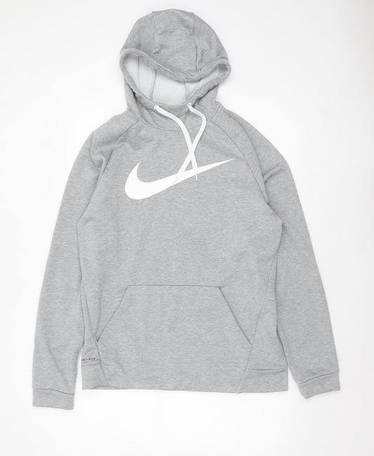Nike Men's Grey Dri-FIT Pullover Hoodie M Sportswear