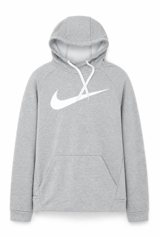Front view of Nike Men's Grey Dri-FIT Pullover Hoodie M Sportswear