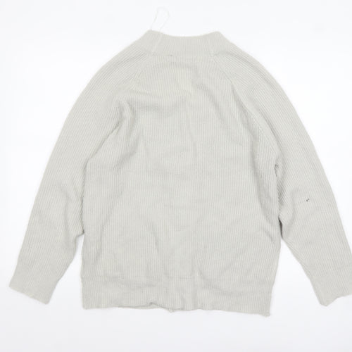 Brave Soul Women’s Grey Chunky Knit Cardigan M V-Neck Button Front
