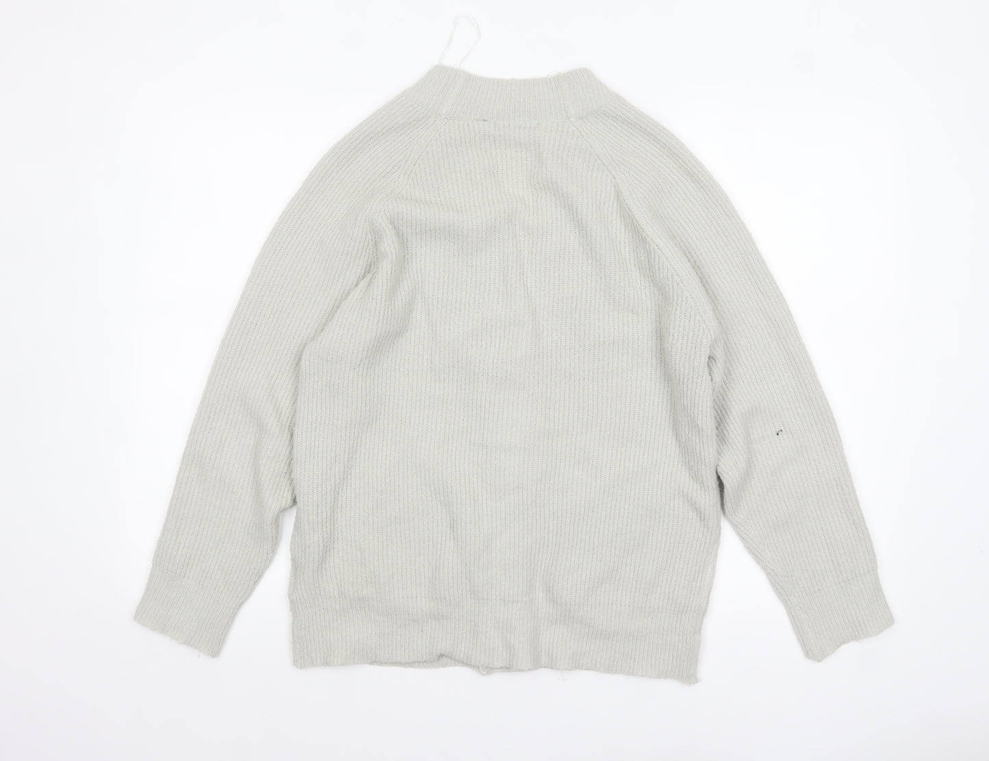 Brave Soul Women’s Grey Chunky Knit Cardigan M V-Neck Button Front
