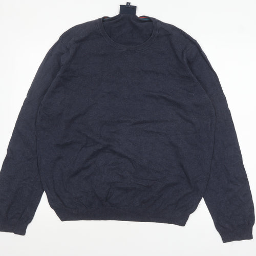 John Lewis Men's Blue Cotton Cashmere Crew Neck Jumper XL