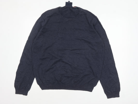 John Lewis Men's Blue Cotton Cashmere Crew Neck Jumper XL