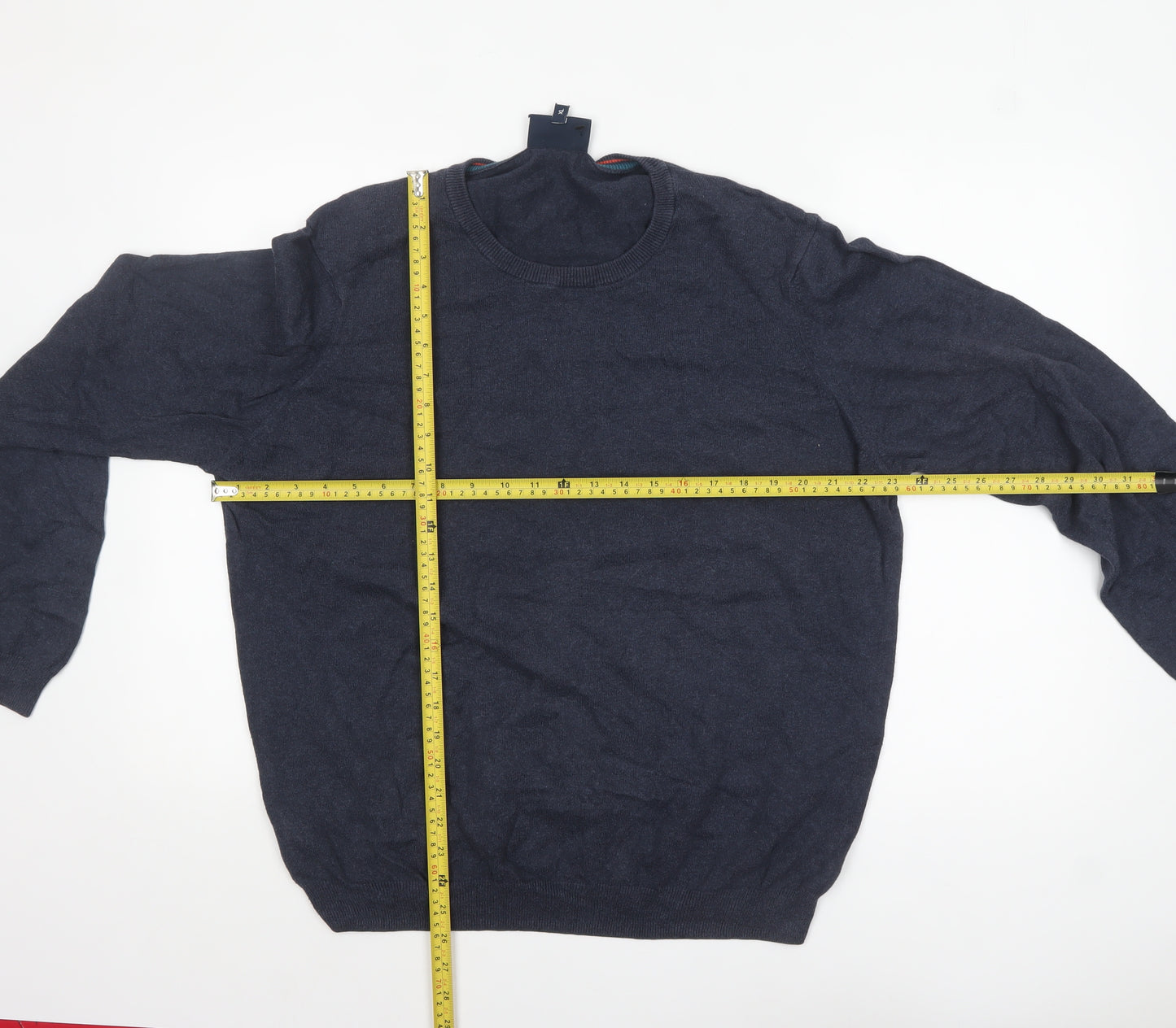 John Lewis Men's Blue Cotton Cashmere Crew Neck Jumper XL