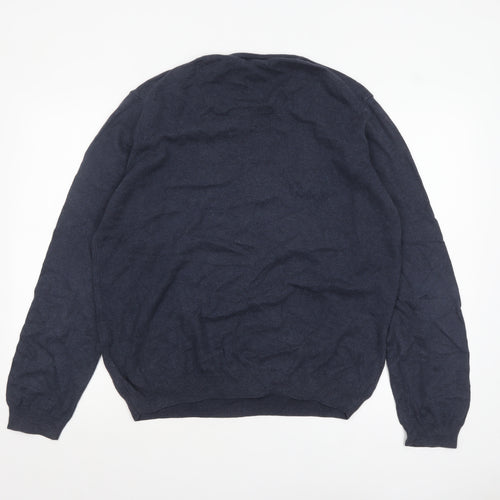John Lewis Men's Blue Cotton Cashmere Crew Neck Jumper XL