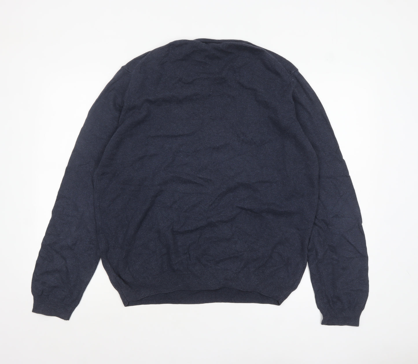 John Lewis Men's Blue Cotton Cashmere Crew Neck Jumper XL
