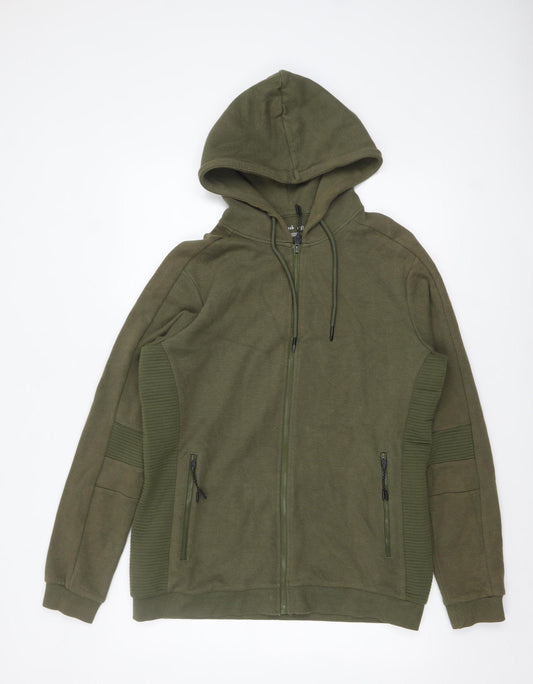 Splash Mens Green L Full Zip Hoodie Cotton Blend Casual