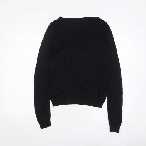 Topshop Women's Black Beaded Knit Pullover Jumper Size 10