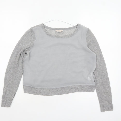 H&M Women Grey Long Sleeve Basic Jersey Top Size 8