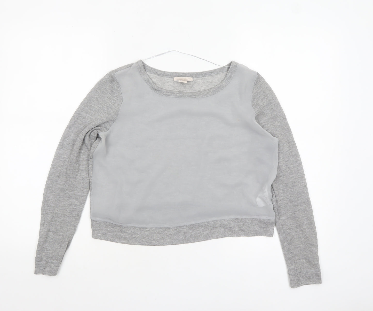 H&M Women Grey Long Sleeve Basic Jersey Top Size 8