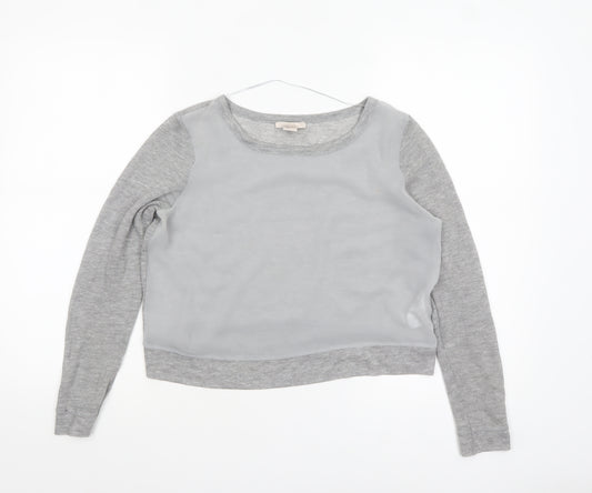 H&M Women Grey Long Sleeve Basic Jersey Top Size 8