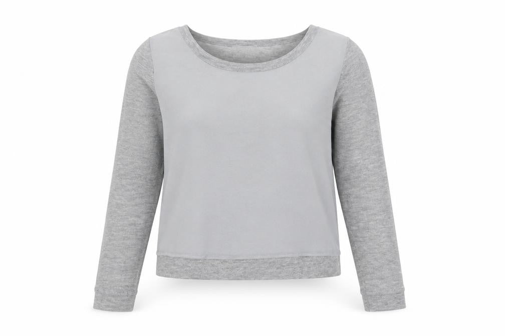 Front view of H&M Women Grey Long Sleeve Basic Jersey Top, size 8
