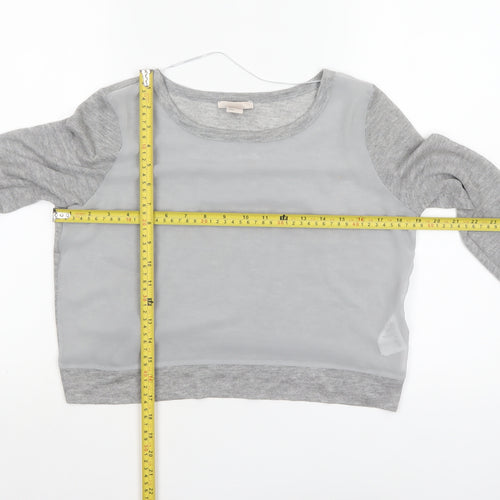 H&M Women Grey Long Sleeve Basic Jersey Top Size 8
