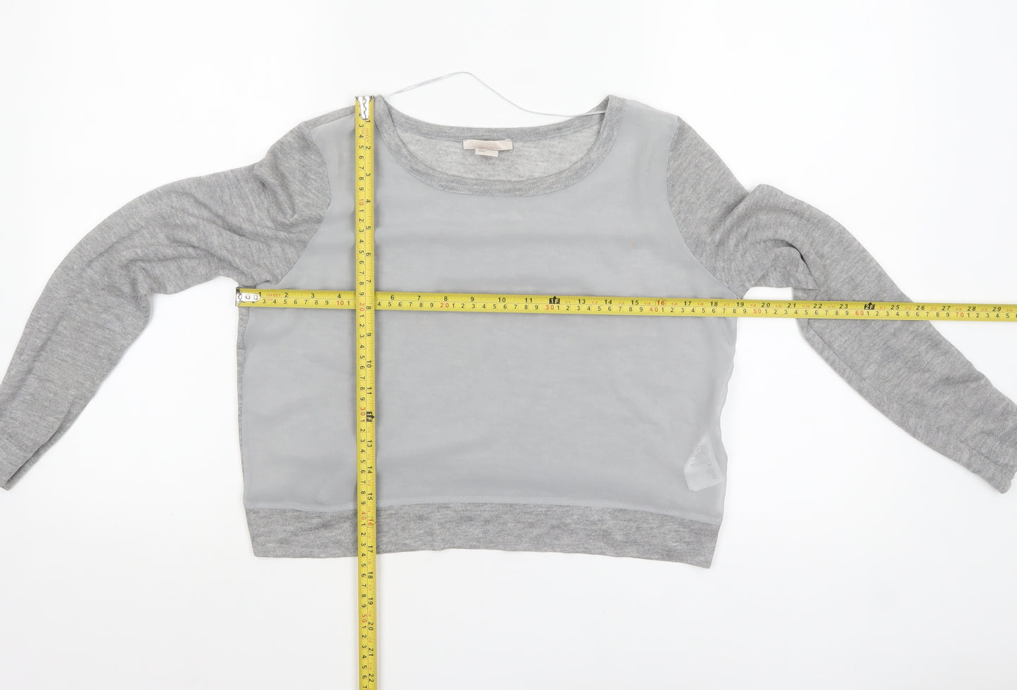 H&M Women Grey Long Sleeve Basic Jersey Top Size 8