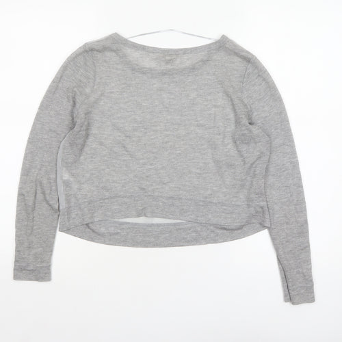 H&M Women Grey Long Sleeve Basic Jersey Top Size 8