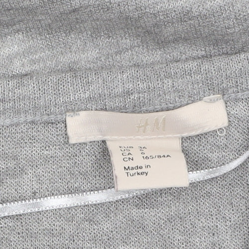 H&M Women Grey Long Sleeve Basic Jersey Top Size 8