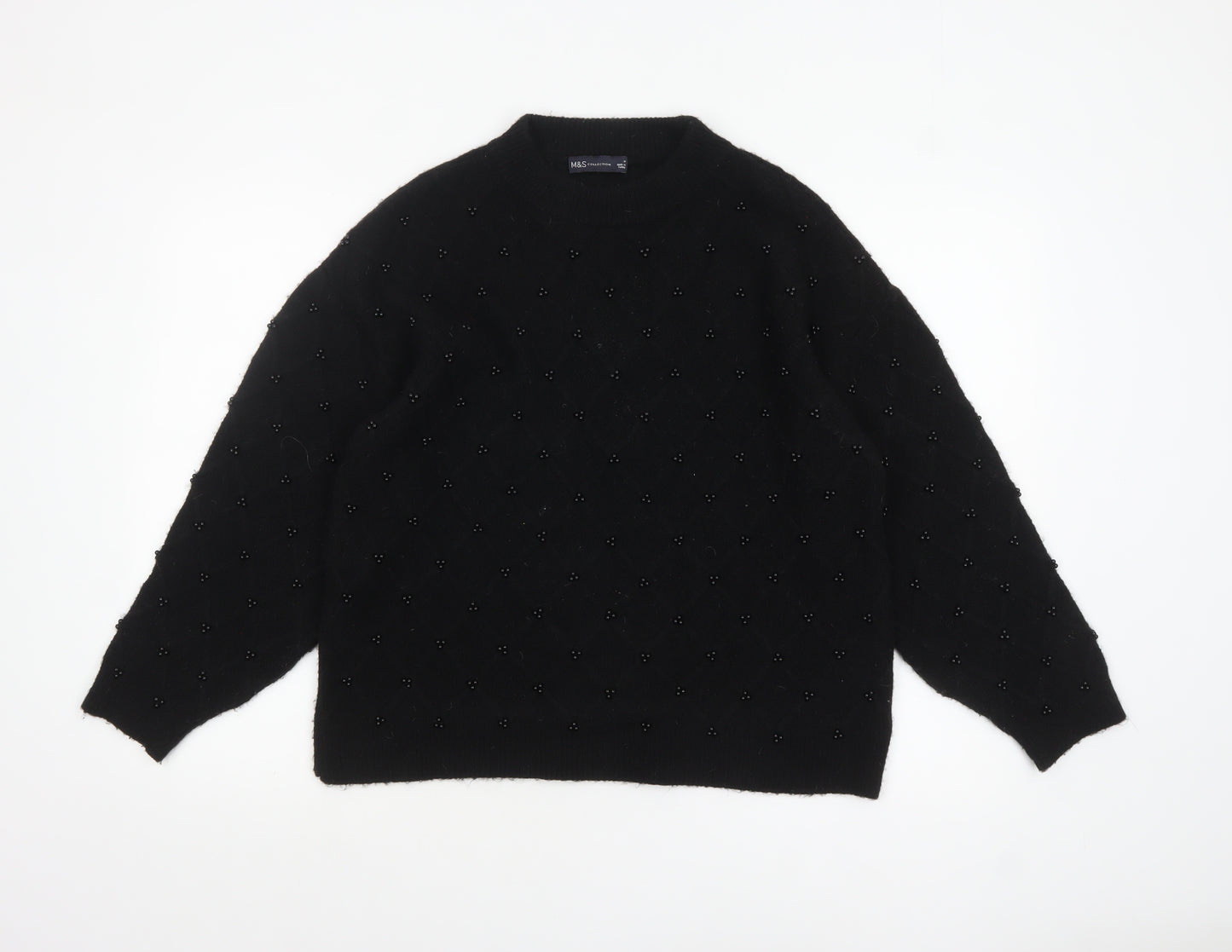 Marks and Spencer Womens Black Beaded Knit Jumper Size M