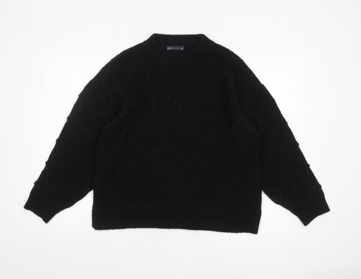 Marks and Spencer Womens Black Beaded Knit Jumper Size M