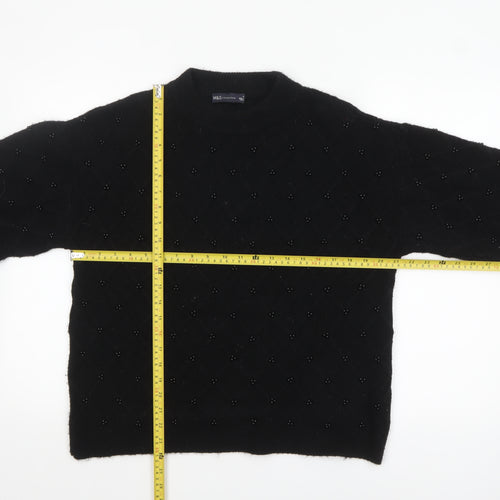Marks and Spencer Womens Black Beaded Knit Jumper Size M