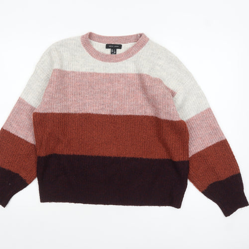 New Look Womens Multicoloured Stripe Knit Pullover Jumper Small