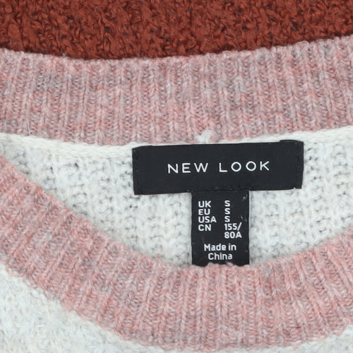 New Look Womens Multicoloured Stripe Knit Pullover Jumper Small