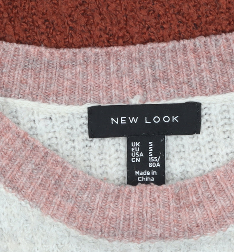 New Look Womens Multicoloured Stripe Knit Pullover Jumper Small