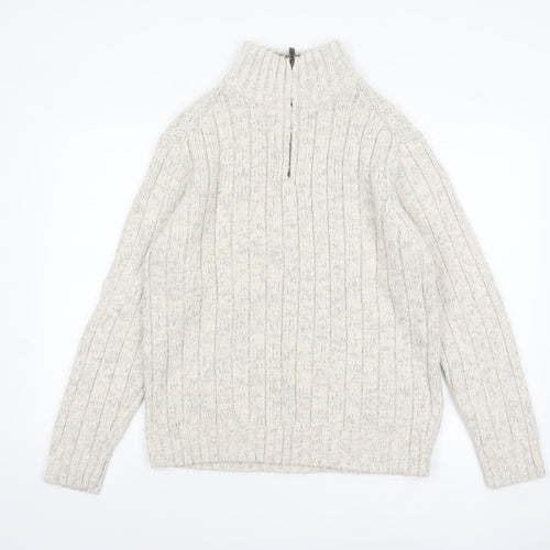 Marks and Spencer Men’s Beige 1/2 Zip Cable-Knit Jumper M