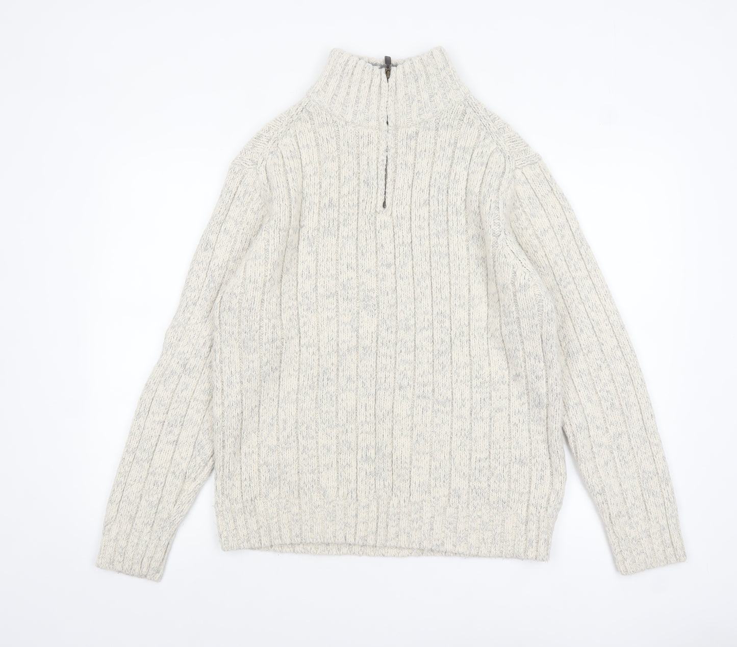 Marks and Spencer Men’s Beige 1/2 Zip Cable-Knit Jumper M