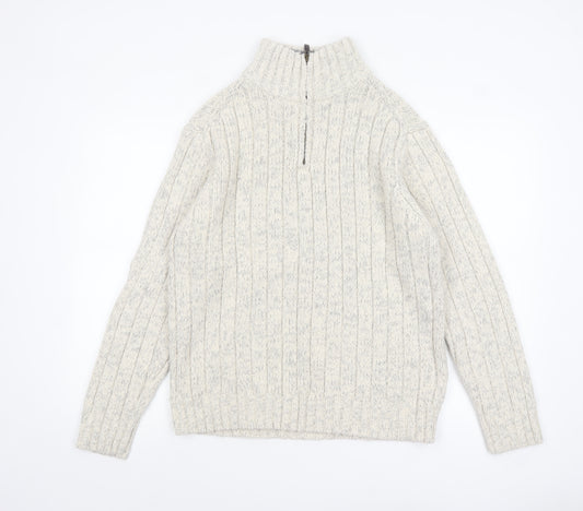 Marks and Spencer Men’s Beige 1/2 Zip Cable-Knit Jumper M