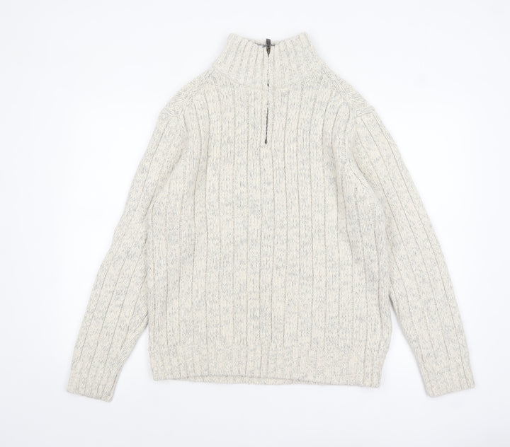 Marks and Spencer Men’s Beige 1/2 Zip Cable-Knit Jumper M