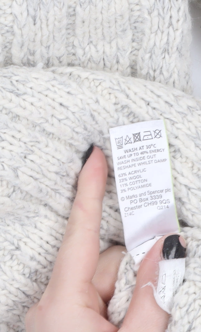 Marks and Spencer Men’s Beige 1/2 Zip Cable-Knit Jumper M