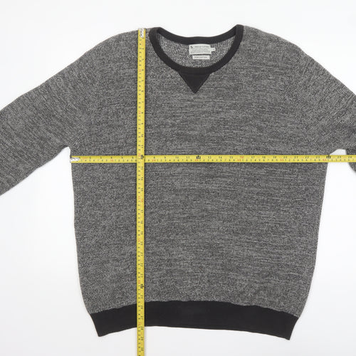 Tu Men Grey Cotton Crew Neck Pullover Jumper Size L